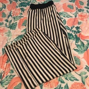 black and white striped pants